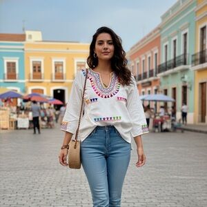 Women's Mexican blouse vintage 100% handmade